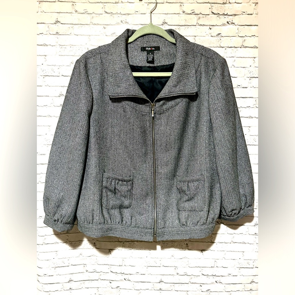 Style & Co Grey Zip Up Blazer / Jacket  Size 16